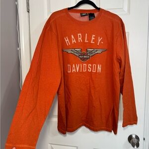 Harley Davidson Shirt Longsleeve Heavyweight Cotton Orange 2XL 2012 Biker